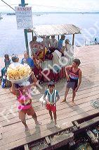 Brazillians buy and sell goods at this riverside market in Manaus Brazil on the Amazon River.