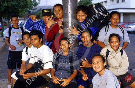 A group of Hawaiian high school students, Hawaii.