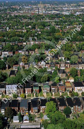 An aerial view of housing in St. Louis, Missouri.