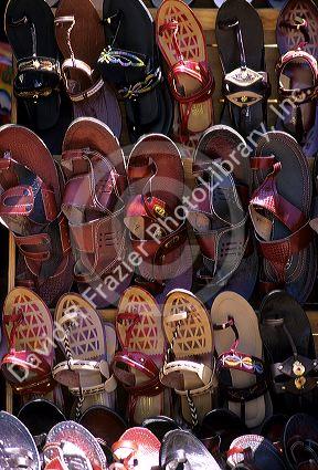 A display of shoes being sold in Bangalore, India.