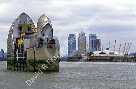 Flood gates on the River Thames in London.