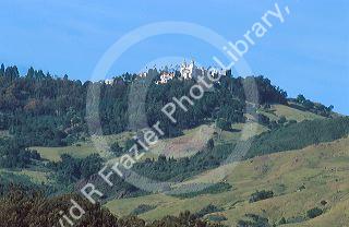 San Simion Hearst Castle on top of hill in California.