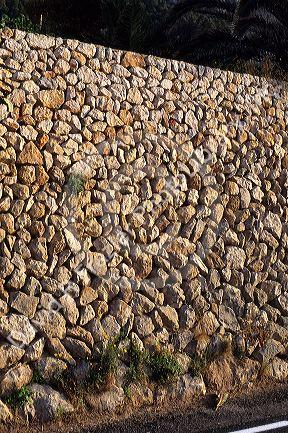 A morterless stone wall in Banyalbufar, Majorca, Spain.