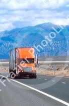 Long haul truck traveling on Interstate 80 near Lovelock, Nevada.