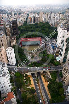 Aerial view of the (MASP) Museum of Art Sao Paulo, Brazil.