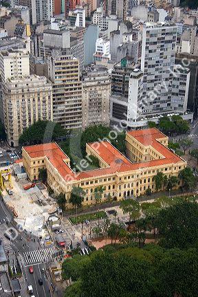Aerial view of the Secretaria da Educacao de Sao Paulo located at the Praca da Republica, Brazil.