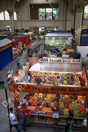 Interior of the Mercado Municipal in Sao Paulo, Brazil.