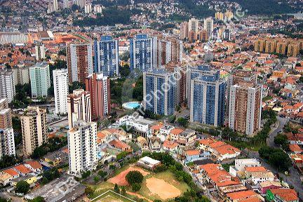 Aerial view of modern apartment buildings in Sao Paulo, Brazil.