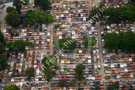 Aerial view of a cemetery in Sao Paulo, Brazil.
