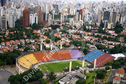 Aerial view of Est‡dio Pacaembu in Sao Paulo, Brazil.