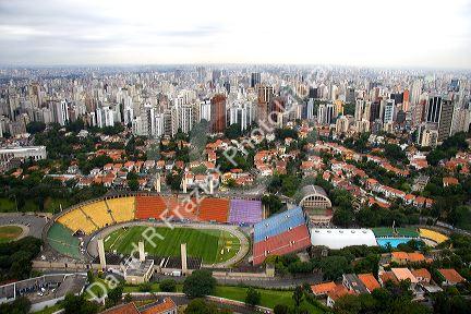 Aerial view of the Est‡dio Pacaembu in Sao Paulo, Brazil.