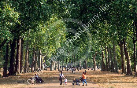 Walking and relaxing in Kensington Garden park in London, England.