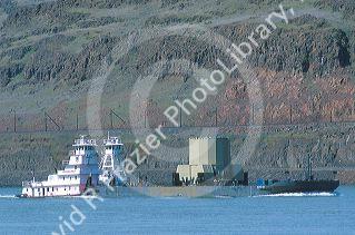 A barge transporting nuclear waste on the Columbia River, Oregon.