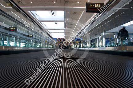 Moving walkway at the Denver International Airport, Colorado.
