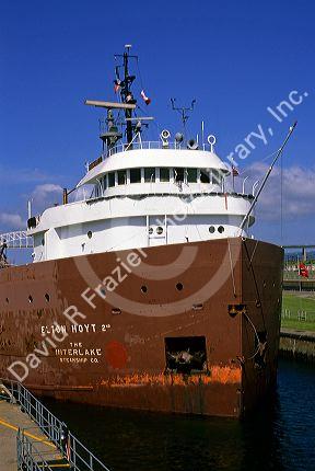 A Great Lakes ship in the Soo Locks at Sault Ste. Marie, Michigan.