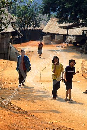 Children in a Hmong Hill Tribe village in Ban Nong Hoi, Thailand.