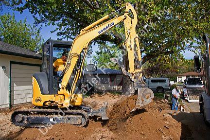 Track mounted backhoe on a construction project in Boise, Idaho.