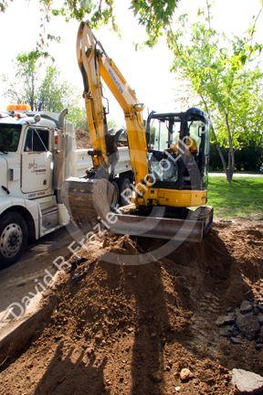 Track mounted backhoe on a construction project in Boise, Idaho.