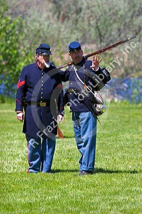 Union soldiers at Civil war reenactment near Boise, Idaho.