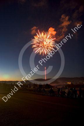 People watching a Fourth of July fireworks display in Boise, Idaho.
