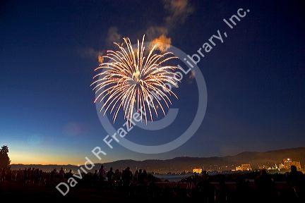 People watch a Fourth of July fireworks display in Boise, Idaho.