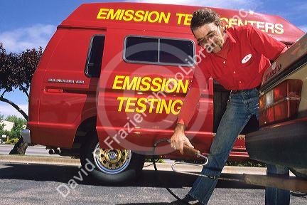 Emission testing of automobile exhaust.