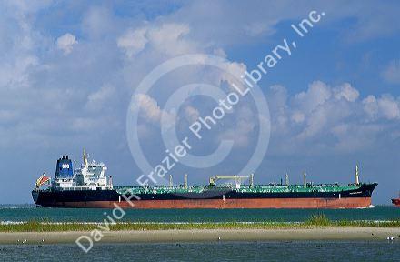 Oil tanker in Galveston Bay, Texas.