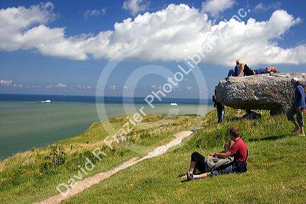 Visitors take in the view from Cap Blanc Nez a former German artillery site in the Pas-de-Calais department in Northern France.