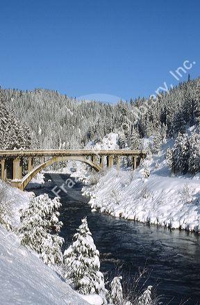 The Rainbow Bridge in winter along Idaho highway 55.