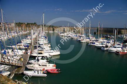 Boats docked at The Harbor of Granville, a coastal commune in the department of Manche, France.