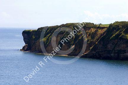 Cliffs at Omaha Beach on the coast of Normandy in northern France.