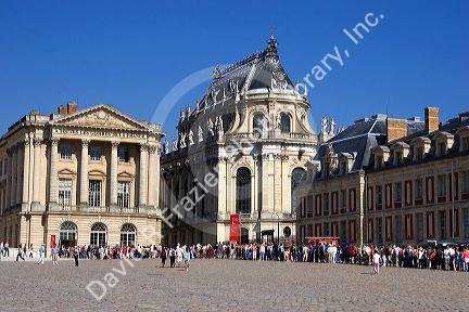 The Palace of Versailles at Versailles in the department of Yvelines, France.