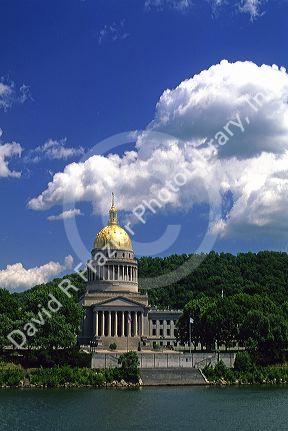 The West Virginia state capitol building and gold leaf dome in Charleston.