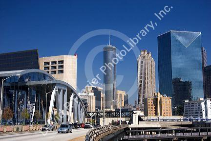 A view of downtown Atlanta, Georgia with Philips arena at left.