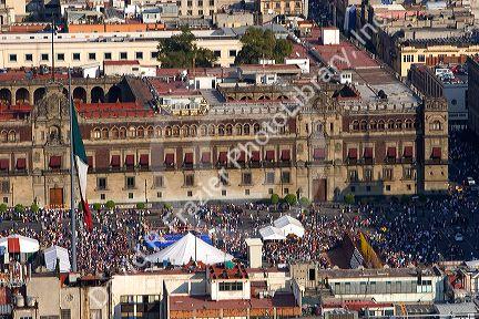 Aerial view of the National Palace in Mexico City, Mexico.
