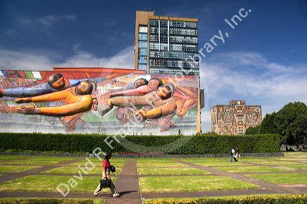 A glass mosaic mural on the Auditorium of the Science Faculty on the campus of the National Autonomous University of Mexico in Mexico City, Mexico.