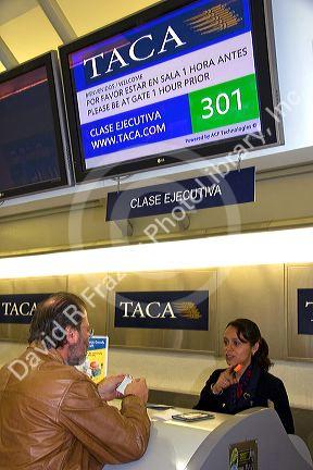 The TACA airlines ticket counter at the Mexico City International Airport in Mexico City, Mexicio.