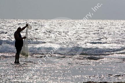 Net fishing in the Pacific Ocean off the coast of the Big Island of Hawaii.