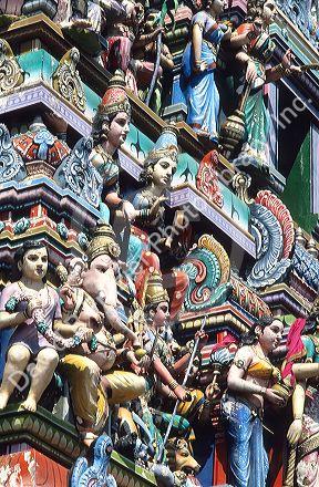 Figurines adorn a Hindu temple in Bangalore,  India.