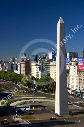 Obelisk in the Plaza de la Republica in Buenos Aires, Argentina.
