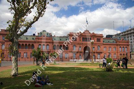 The Casa Rosada located on the eastern end of the Plaza de Mayo in Buenos Aires, Argentina.