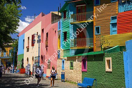 Colorful buildings in the La Boca barrio of Buenos Aires, Argentina.