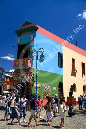 Colorful buildings on the Caminito in the La Boca barrio of Buenos Aires, Argentina.