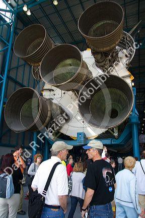 The Saturn V Moon Rocket used by Nasa's Apollo and Skylab programs, located at John F. Kennedy Space Center in Cape Canaveral, Florida.