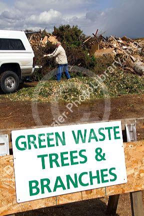 Green waste recyclable materials at the Ada County Landfill in Boise, Idaho.