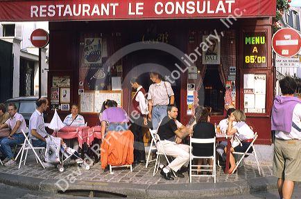 Sidewalk cafe in Paris, France.