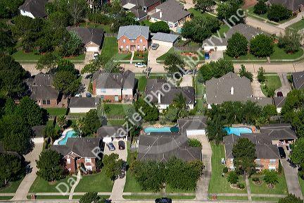 Aerial view of suburban housing near Houston, Texas.