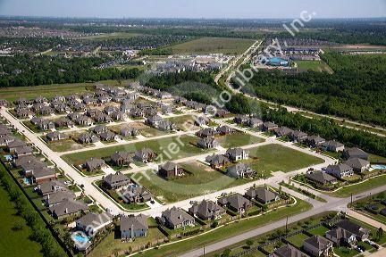 Aerial view of a suburban subdivision near Houston, Texas.