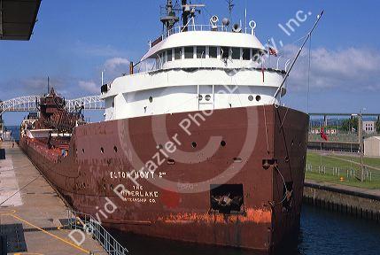 Iron ore boat at Soo Locks in Sault Ste. Marie, Michigan.