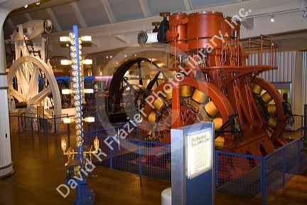 History of industrial electricity use and generation in America at the Henry Ford Museum at Dearborn, Michigan.